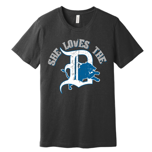 Charcoal Heather unisex T-shirt with bold distressed Detroit-themed graphic